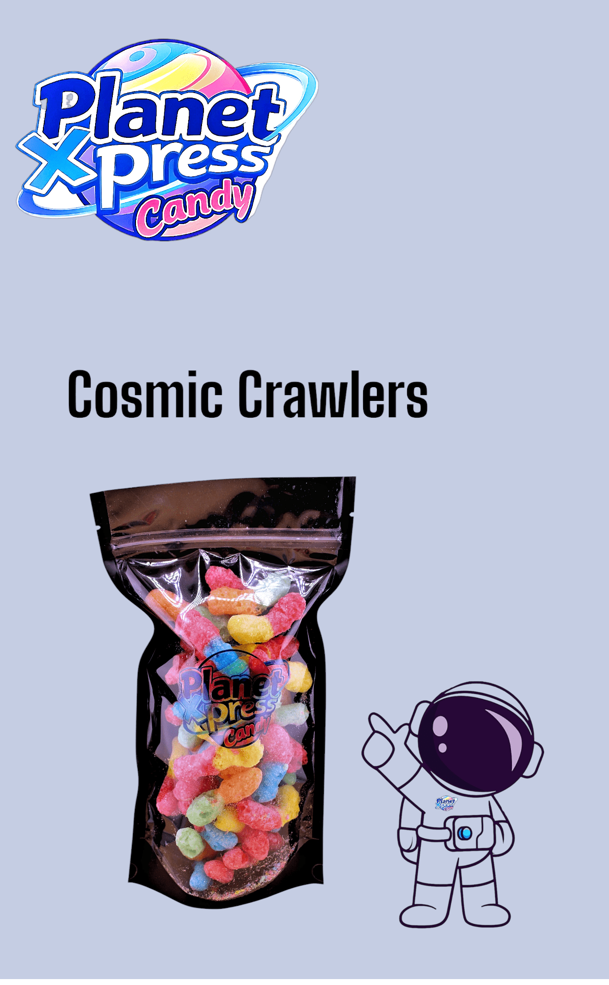 Planet Xpress Candy Shop Cosmic Crawlers – Freeze Dried Gummy Worms – Crunchy, Sweet & Tangy Candy – Space - Themed Freeze - Dried Snack – No Refrigeration Needed – Fun & Unique Galactic Treat - Simply Everyday Products